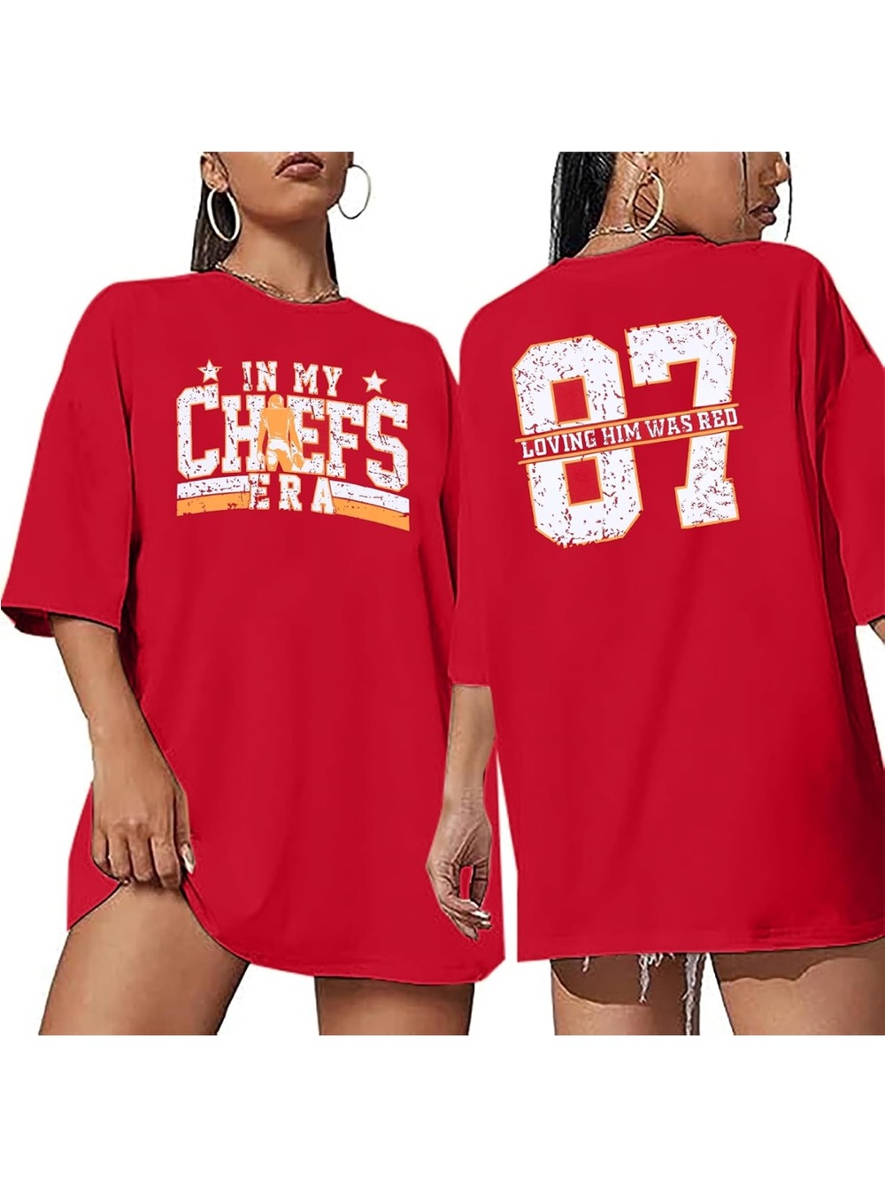 Red 'In My Chiefs Era' Graphic Tee Dress - Unbranded size XL